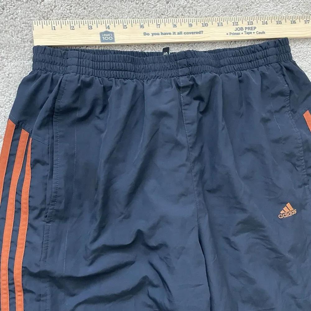 Adidas Baggy Track Pants VTG Y2K Mens Large Navy Blue Orange stripes Wide Leg